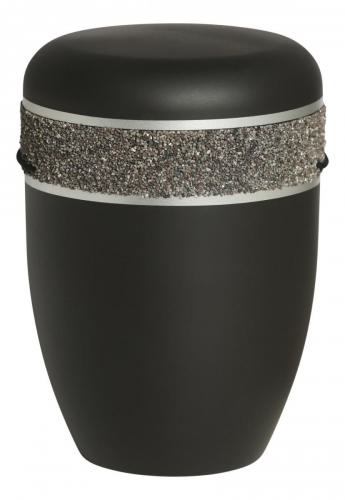 Ban001002b-Banderole-Glamour-auf-schwarz-matt-Echtsand-mit-Silberraendern